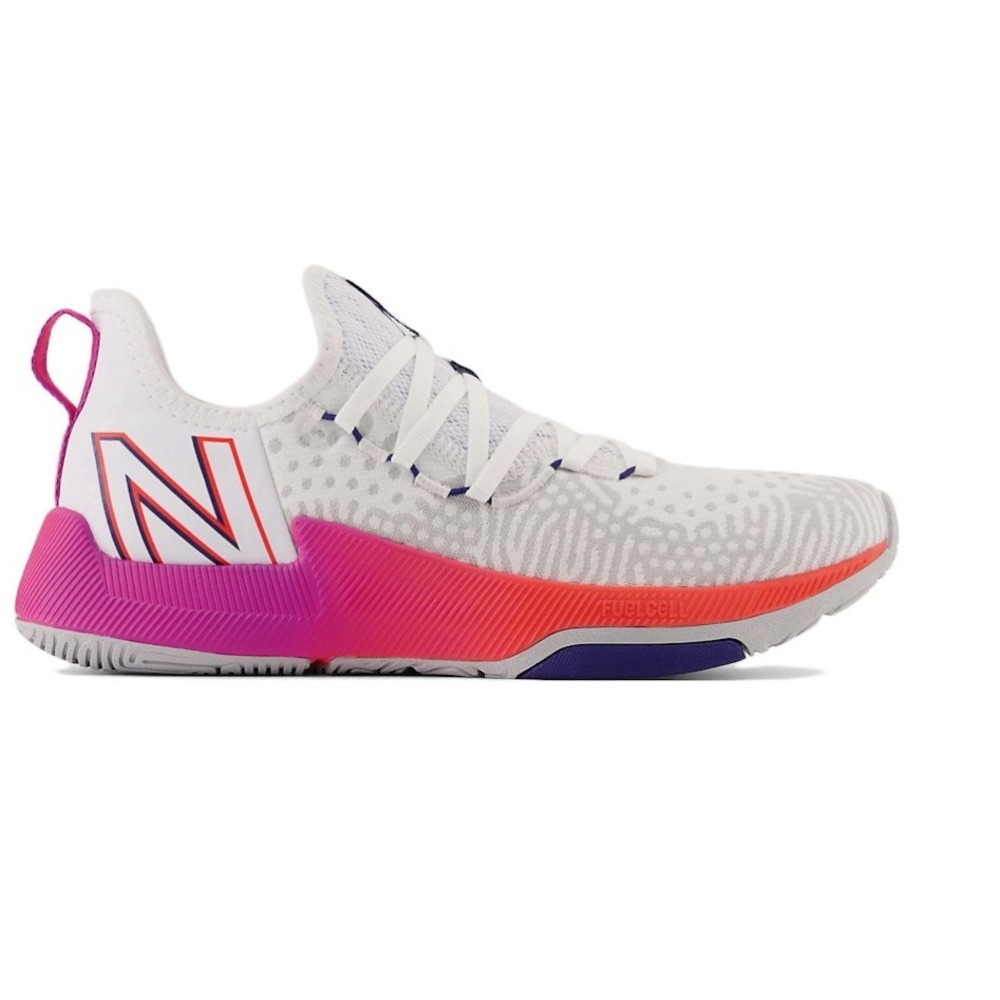 New Balance® (Women's 12 WIDE) FuelCell™ Trainer Shoes in White/Magenta Pop